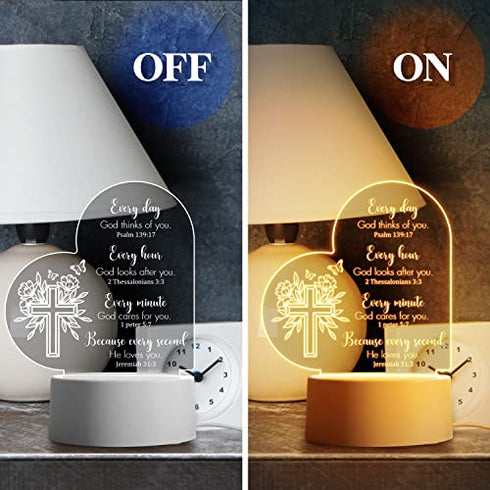 Christian Gift for Women, Acrylic Night Light Inspirational Gift for Women, Religious Gifts Scripture Gifts for Women , Night Lamp with Bible Verse and Prayers Gift